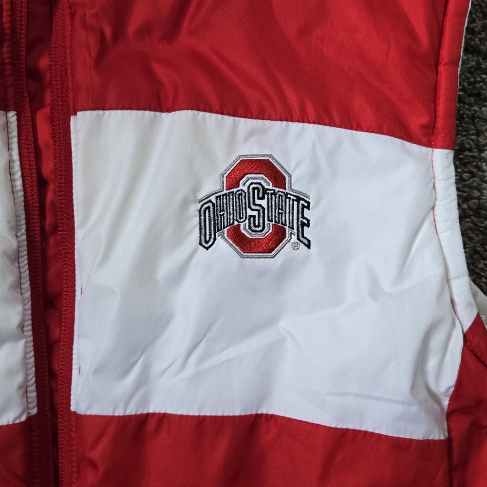 Columbia Reversible Puffer Vest White and Red Ohio State EUC size large - Picture 6 of 12